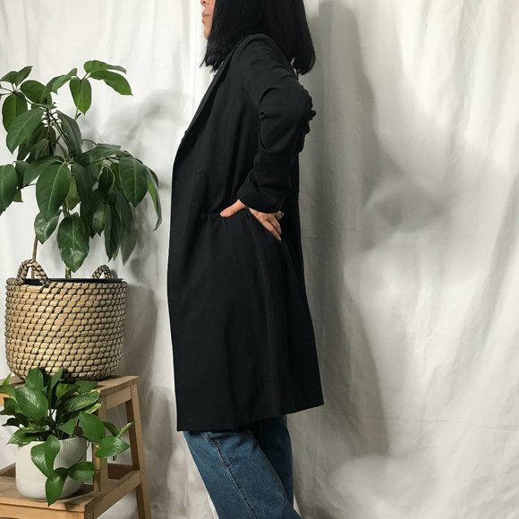 Long midi slim fit coat black shawl collar small - Picture 4 of 13